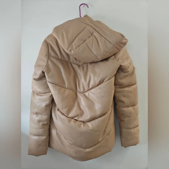 Abercrombie & Fitch Ultra Vegan Leather Tan Puffer Jacket Size XS - Picture 3 of 3